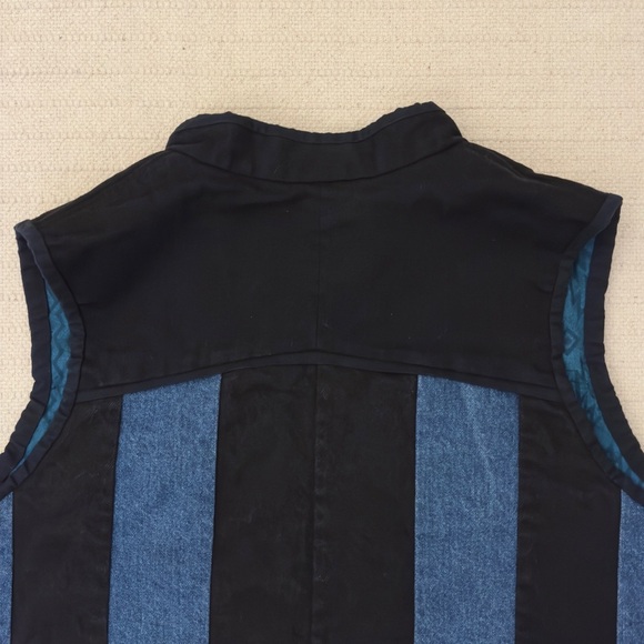 Vintage Black and Blue Striped Denim Vest - Picture 8 of 11